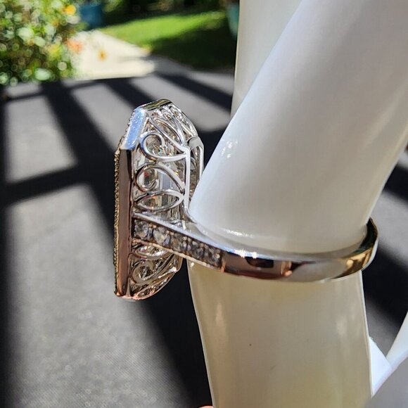 Art Deco 9.82 cts Emerald cut Lab diamond with custom 14k White gold setting 💍 - Picture 4 of 13